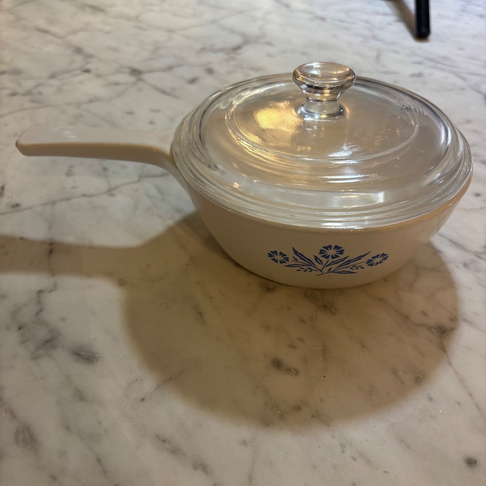 Vintage Corning Ware Blue Cornflower P-81-B 1 Pint Saucepan with Pyrex Lid